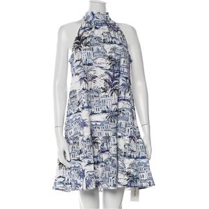 Calypso St. Barth Blue White Toile Mini Dress w Pockets M